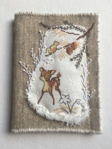 Porte aiguille brodé à la main, motif bambi