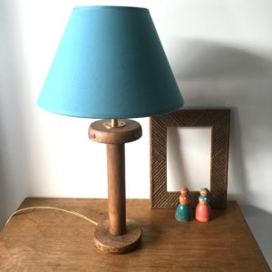 lampe bobine abat jour turquoise