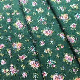 tissu ancien coton fleuri fond vert