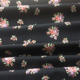 tissu ancien noir fleuri Boussac