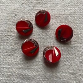 Bouton rouge verre argenté